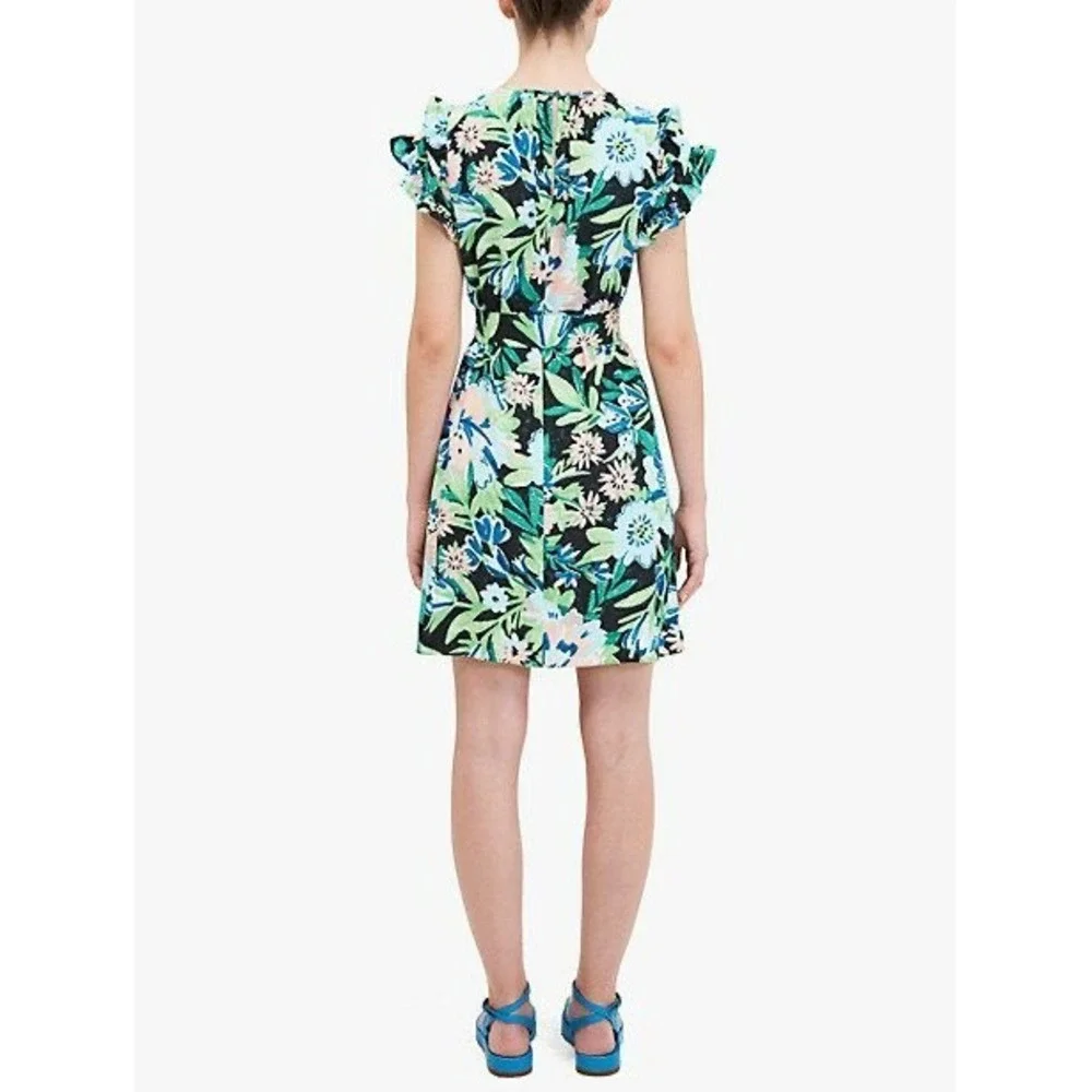 Kate Spade NewYork Full Bloom Floral Flutter Sleeve Tie Waist Mini Dress size 14 - Picture 2 of 12